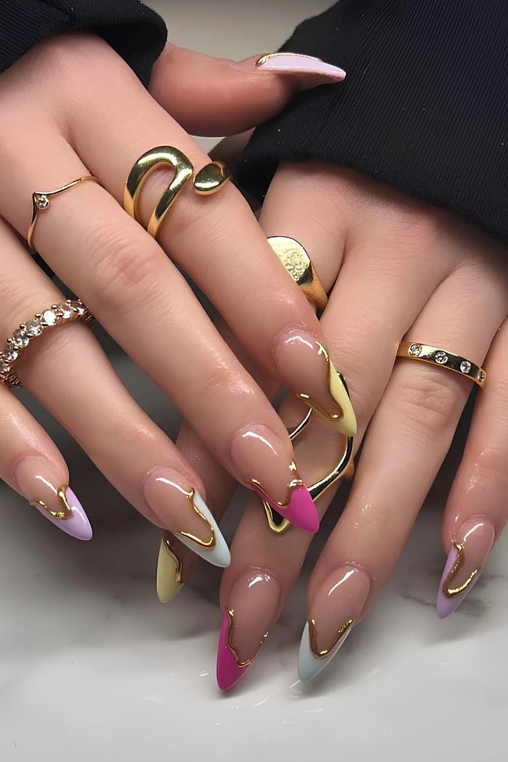 Multicolour French Nails